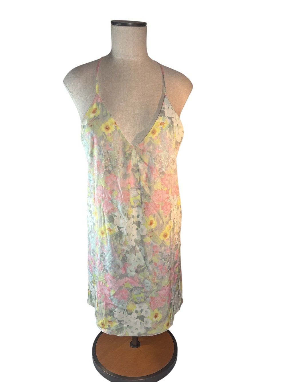 Alice + Olivia Fierra Y-Back Floral Slip Dress  - Pink & Yellow